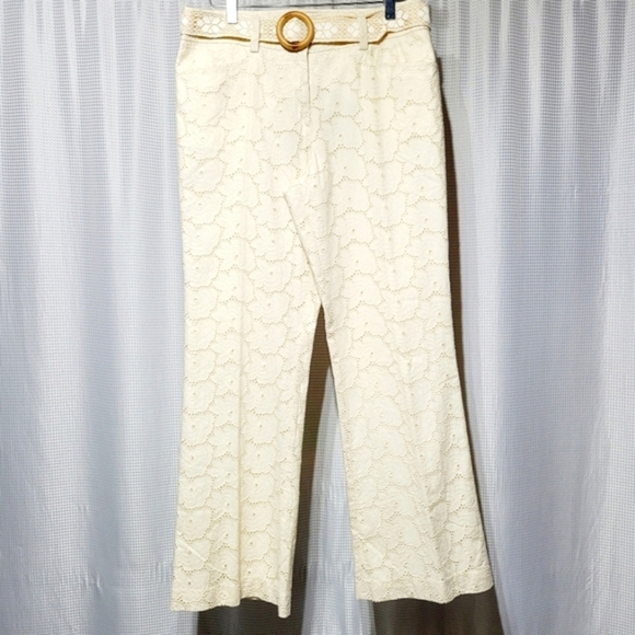 Sara Jane Eyelet & Rosette Lace Cotton Flare Pants (10) - Picture 2 of 12